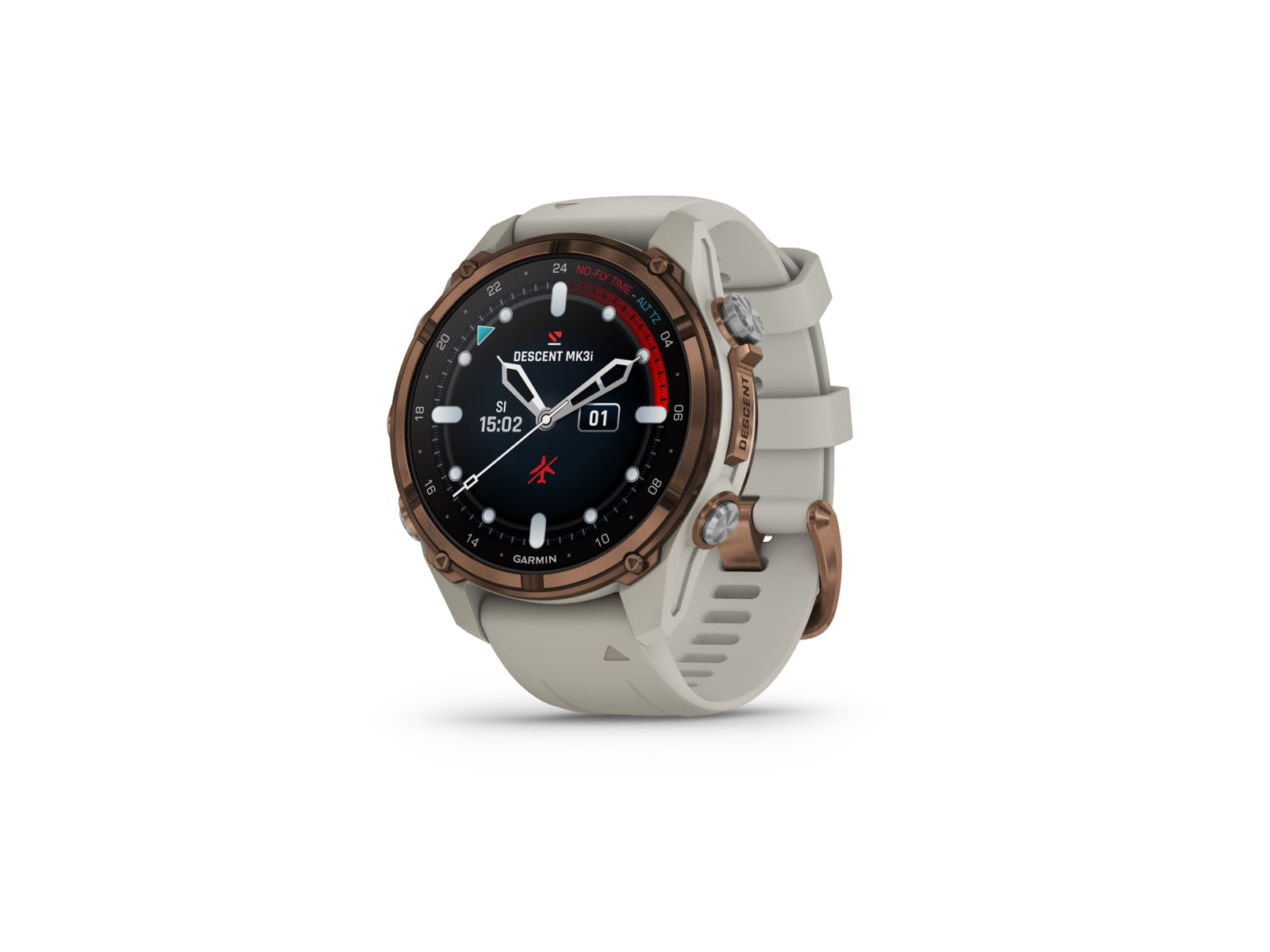 Garmin Descent Mk3i 43 mm Bronze PVD Titanium with French Gray Silicone Band