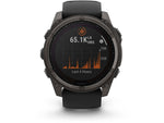 Garmin fenix 8 Solar 51mm GPS Watch Sapphire Carbon Gray DLC Titanium with Black/Pebble Gray Silicone