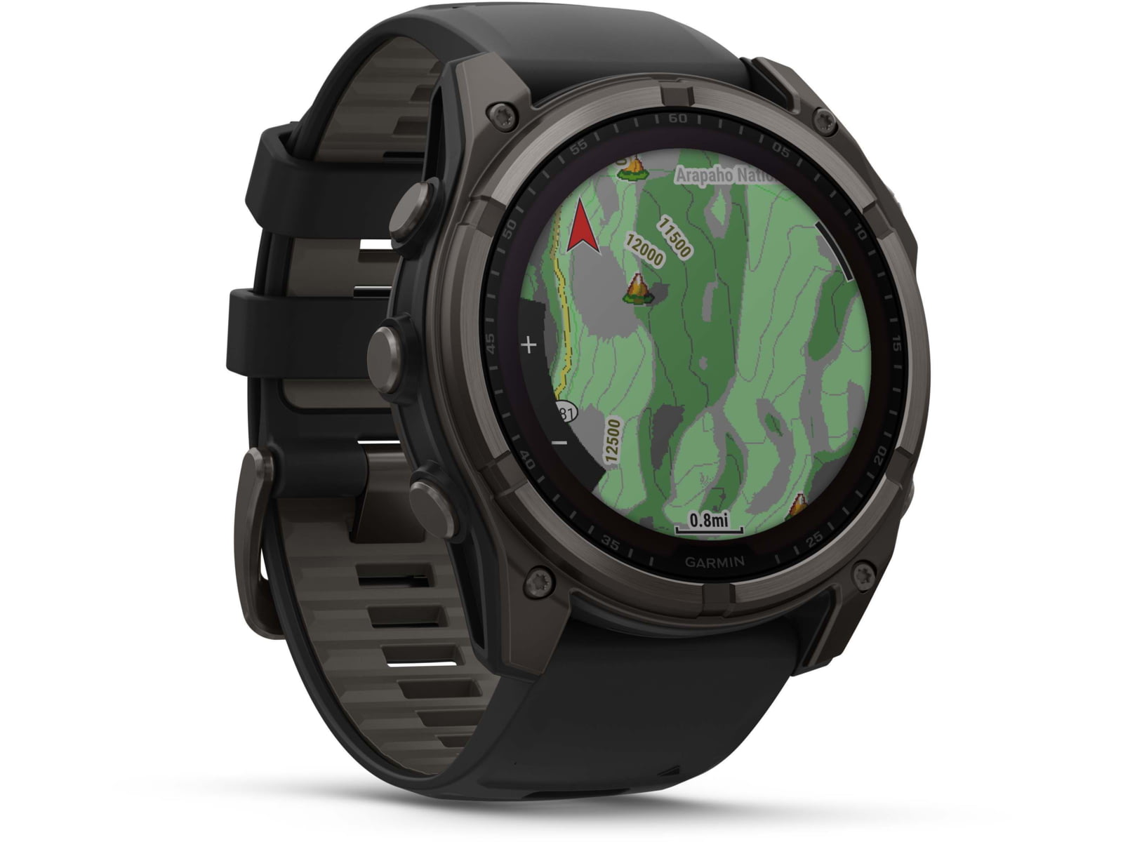 Garmin fenix 8 Solar 51mm GPS Watch Sapphire Carbon Gray DLC Titanium with Black/Pebble Gray Silicone