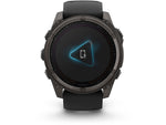 Garmin fenix 8 Solar 51mm GPS Watch Sapphire Carbon Gray DLC Titanium with Black/Pebble Gray Silicone