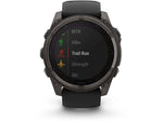 Garmin fenix 8 Solar 51mm GPS Watch Sapphire Carbon Gray DLC Titanium with Black/Pebble Gray Silicone