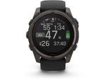 Garmin fenix 8 Solar 51mm GPS Watch Sapphire Carbon Gray DLC Titanium with Black/Pebble Gray Silicone