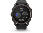 Garmin fenix 8 Solar 51mm GPS Watch Sapphire Carbon Gray DLC Titanium with Black/Pebble Gray Silicone