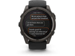 Garmin fenix 8 Solar 51mm GPS Watch Sapphire Carbon Gray DLC Titanium with Black/Pebble Gray Silicone