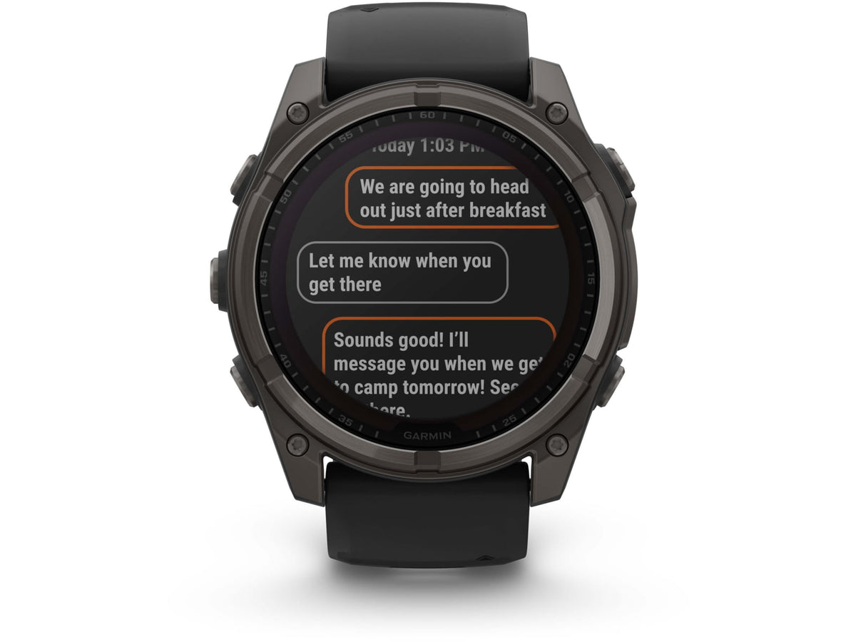 Garmin fenix 8 Solar 51mm GPS Watch Sapphire Carbon Gray DLC Titanium with Black/Pebble Gray Silicone