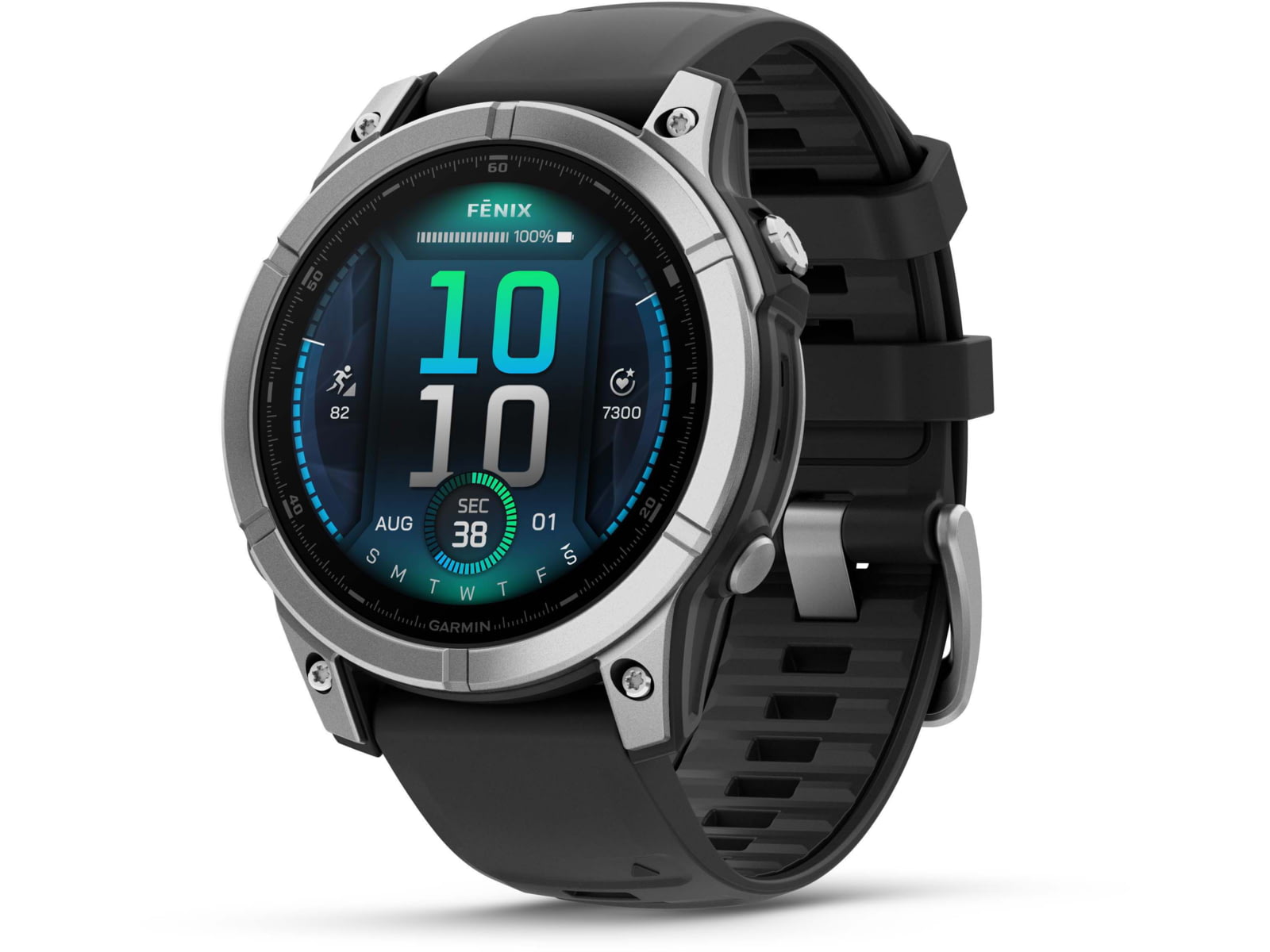 Garmin fenix E AMOLED 47mm GPS Watch Stainless Steel with Black Silicone Band 010-03025-02