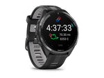 Garmin Forerunner 965 Watch Carbon Gray DLC Titanium Bezel w/ Black Case and Black/Powder Gray Silicone Band