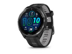Garmin Forerunner 965 Watch Carbon Gray DLC Titanium Bezel w/ Black Case and Black/Powder Gray Silicone Band