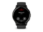 Garmin Venu 3 Watch Slate Stainless Steel Bezel w/ Black Case and Silicone Band