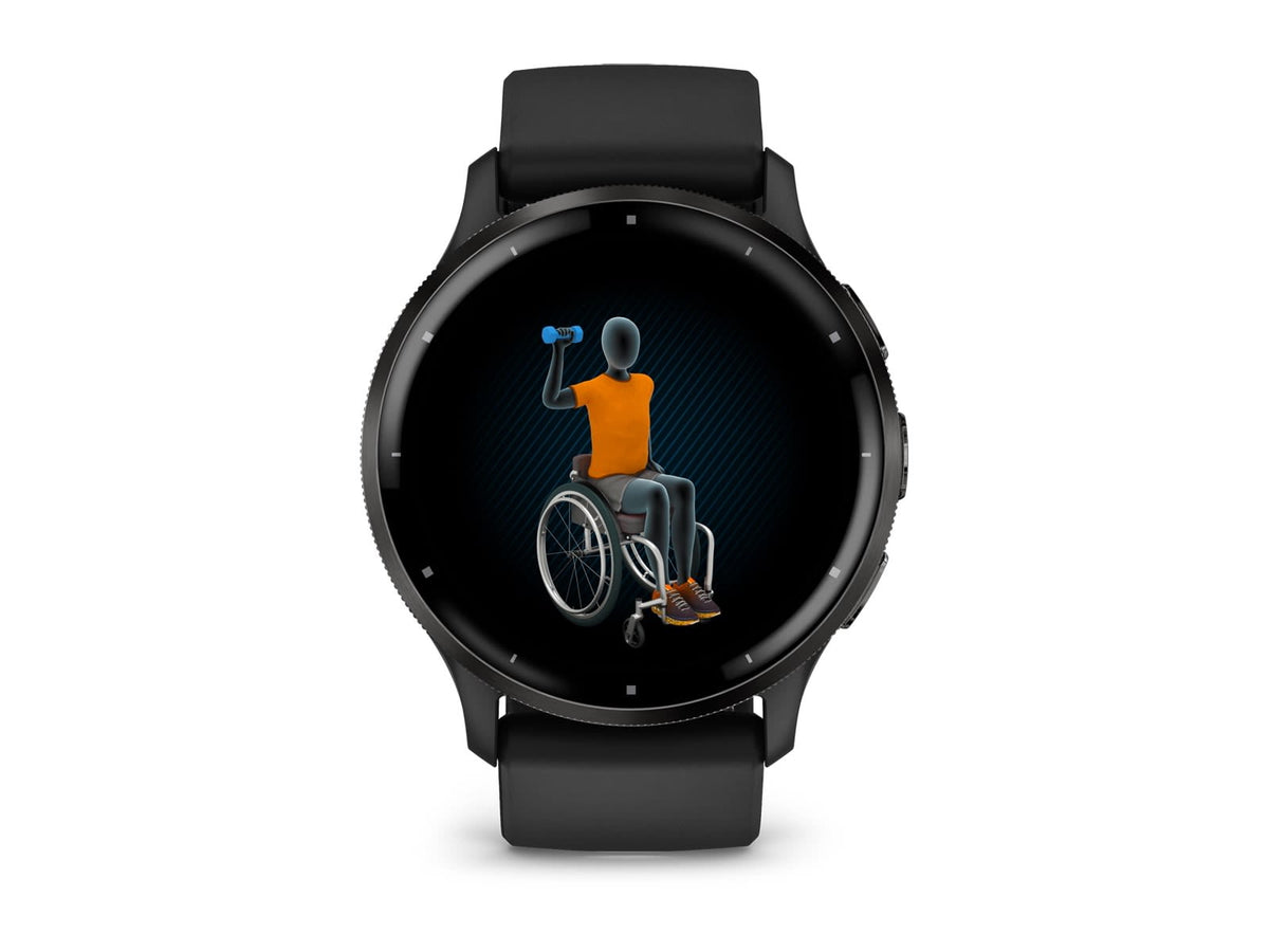 Garmin Venu 3 Watch Slate Stainless Steel Bezel w/ Black Case and Silicone Band