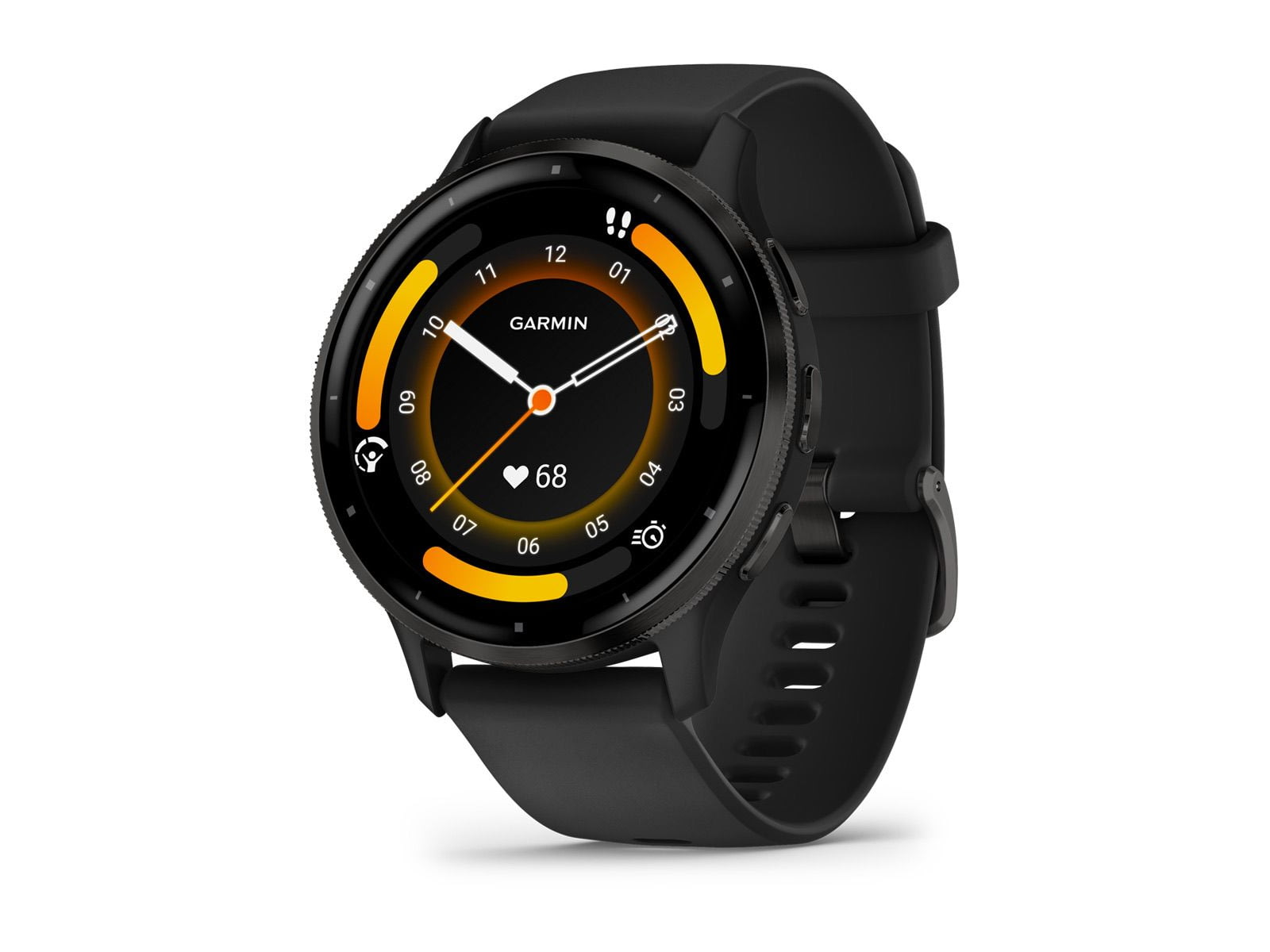 Garmin Venu 3 Watch Slate Stainless Steel Bezel w/ Black Case and Silicone Band