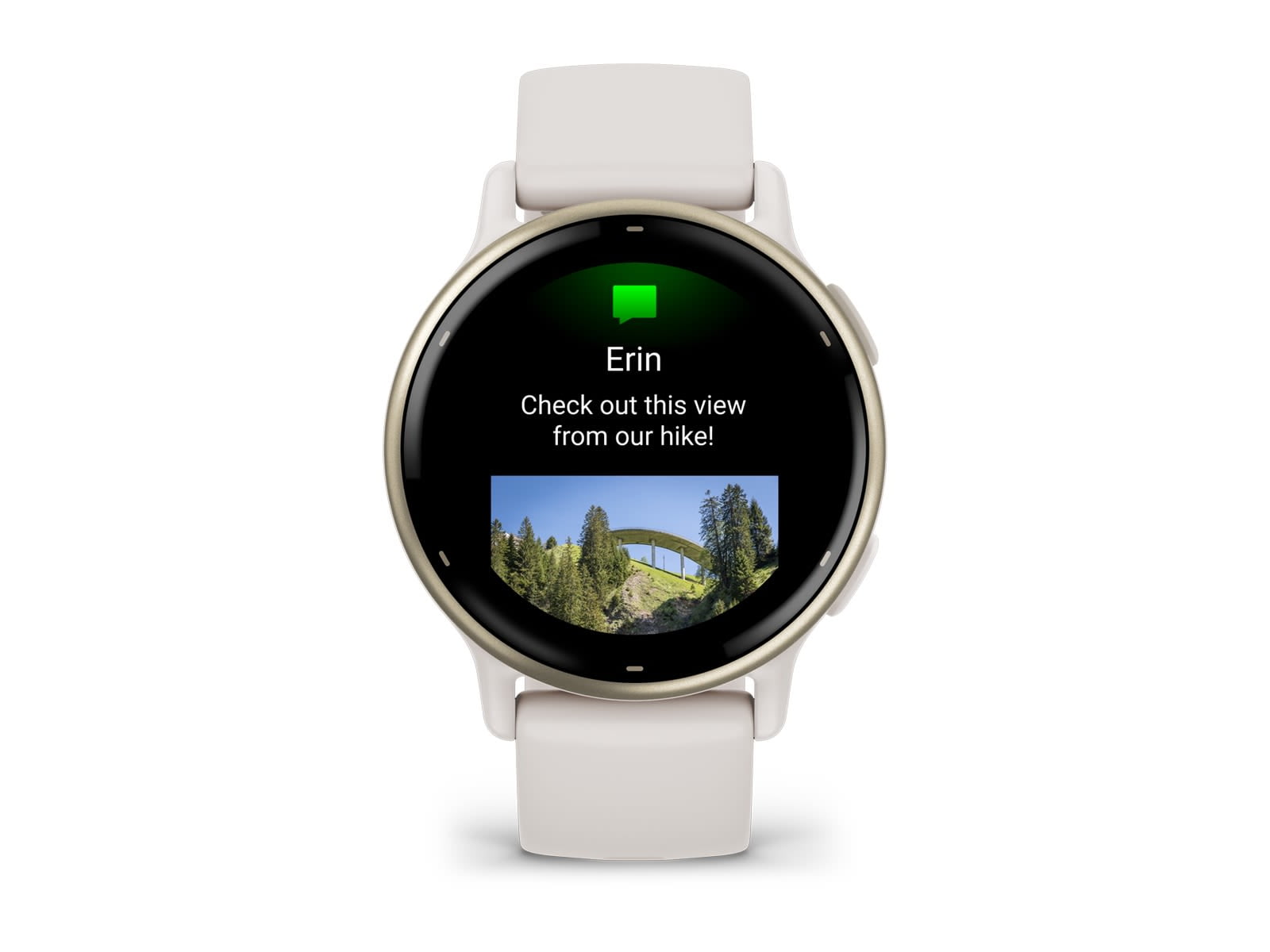 Garmin Vivoactive 5 Watch Cream Gold Aluminum Bezel w/ Ivory Case and Silicone Band