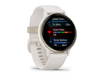 Garmin Vivoactive 5 Watch Cream Gold Aluminum Bezel w/ Ivory Case and Silicone Band
