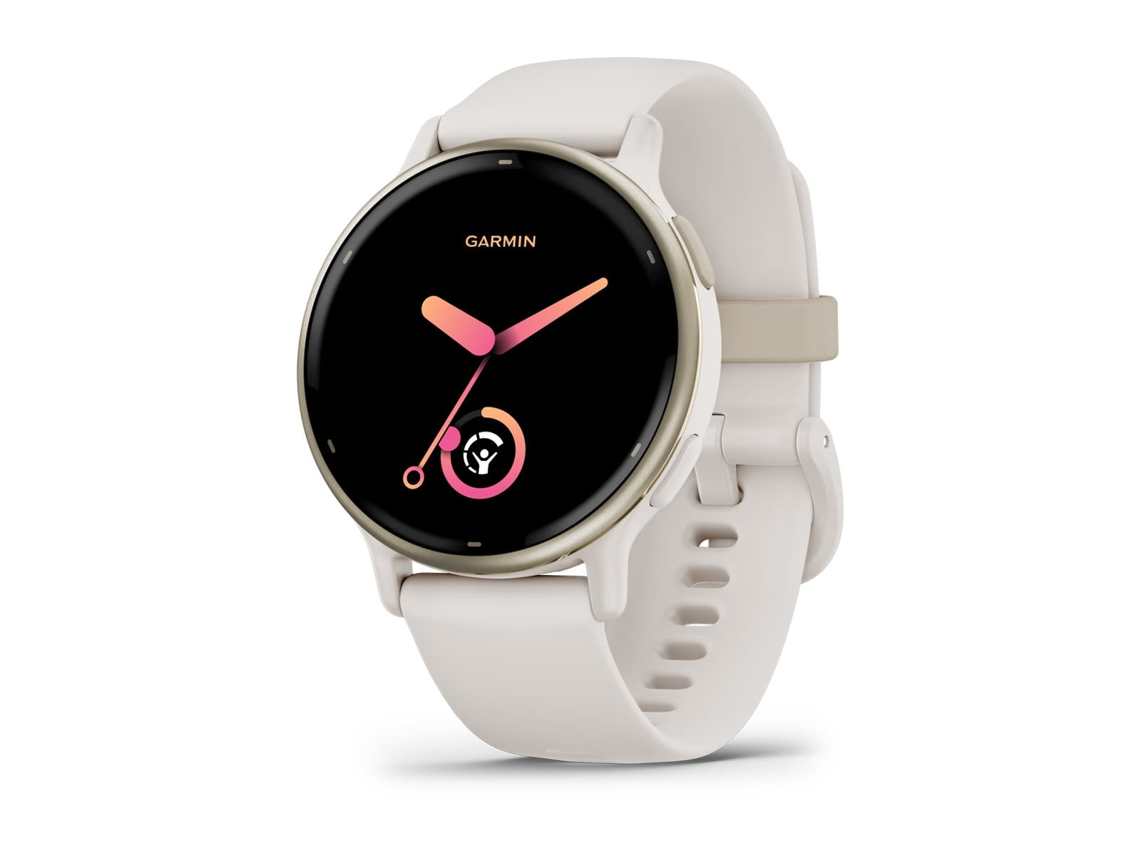 Garmin Vivoactive 5 Watch Cream Gold Aluminum Bezel w/ Ivory Case and Silicone Band