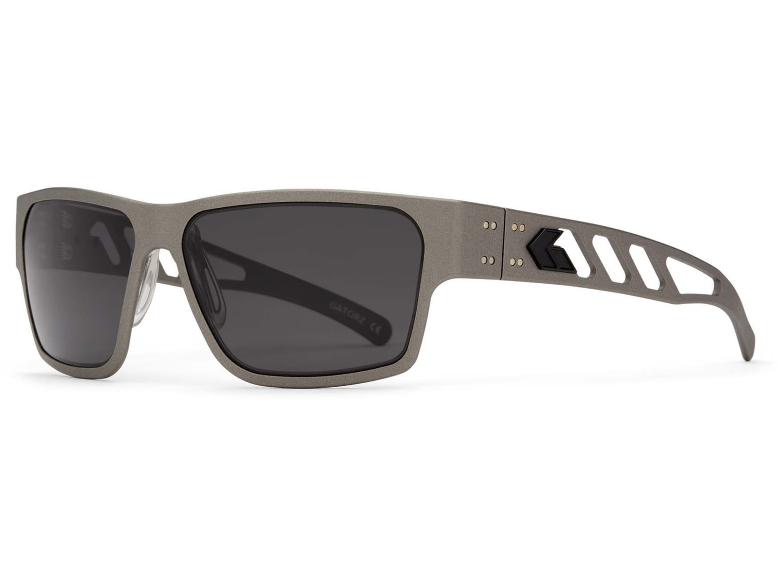 Gatorz Delta M4 Sunglasses Gun Metal Frame Smoke Polarized Lens Matte Black Plug
