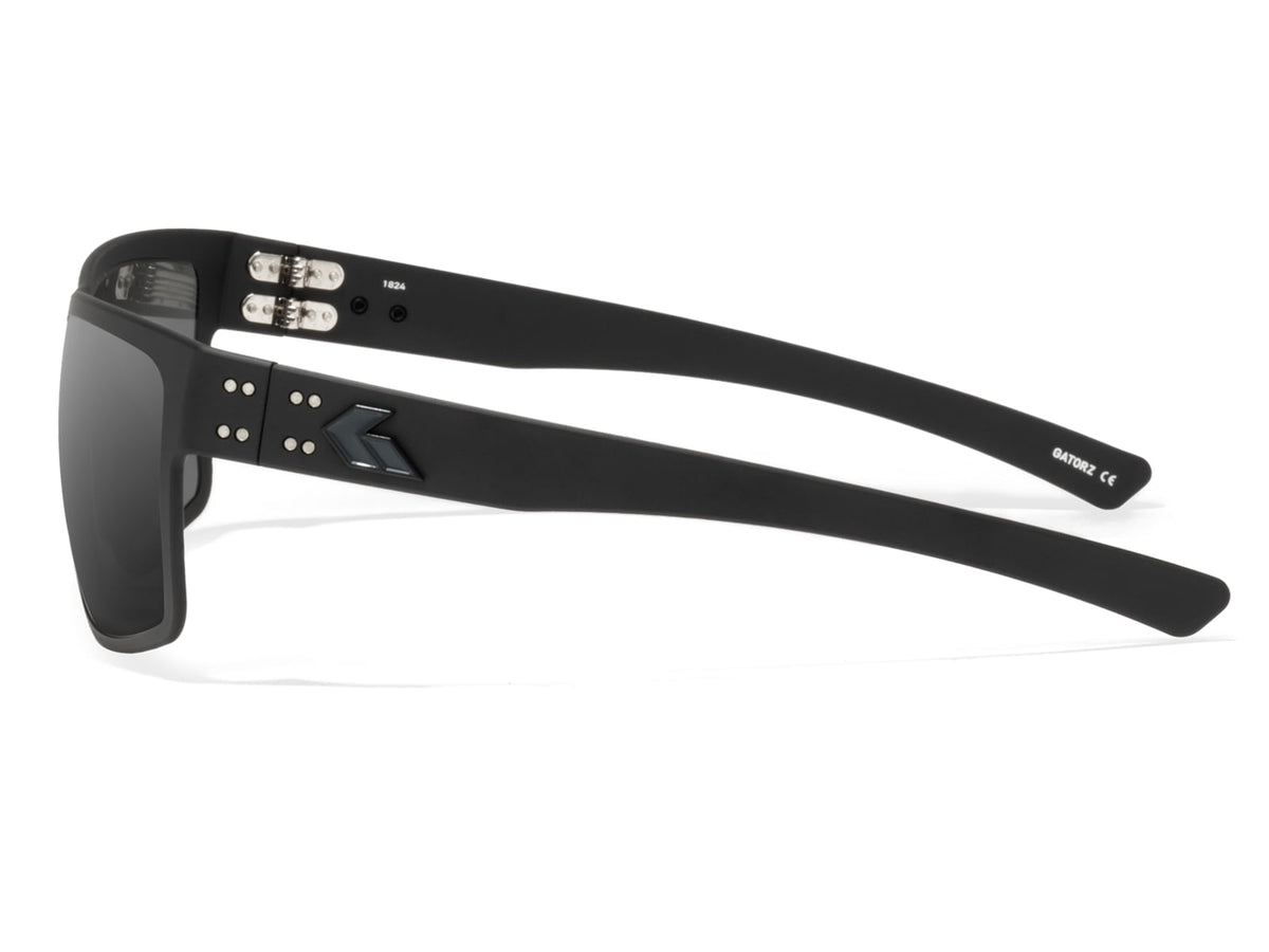 Gatorz Rig Sunglasses Black Frame with Black Logo Smoke Lenses