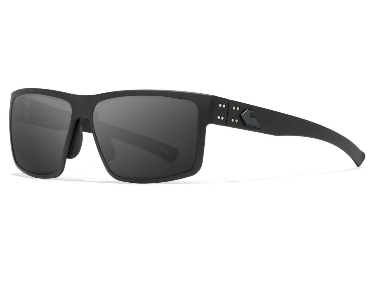 Gatorz Rig Sunglasses Black Frame with Black Logo Smoke Lenses