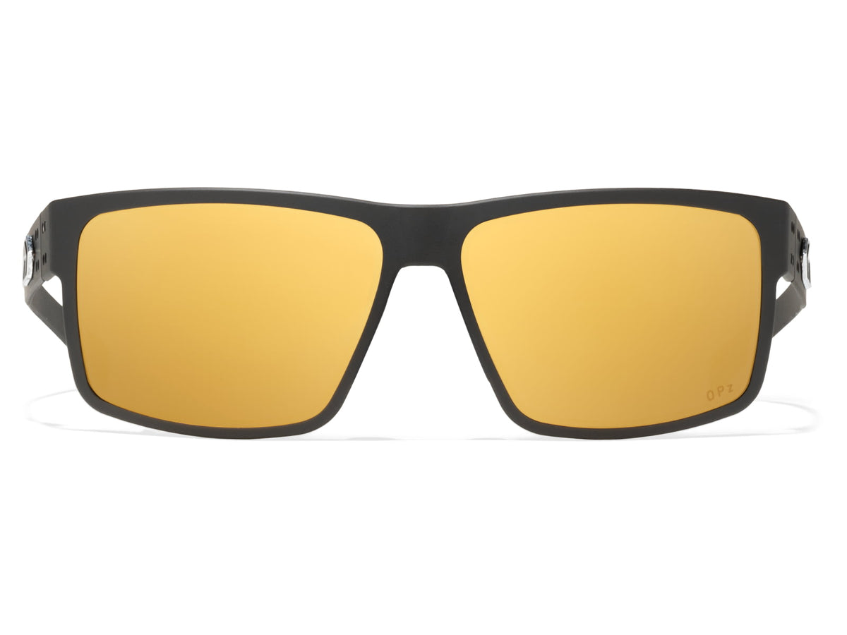 Gatorz Rig Sunglasses Black Frame with Silver Logo OPz Rose Gold Mirror Lenses