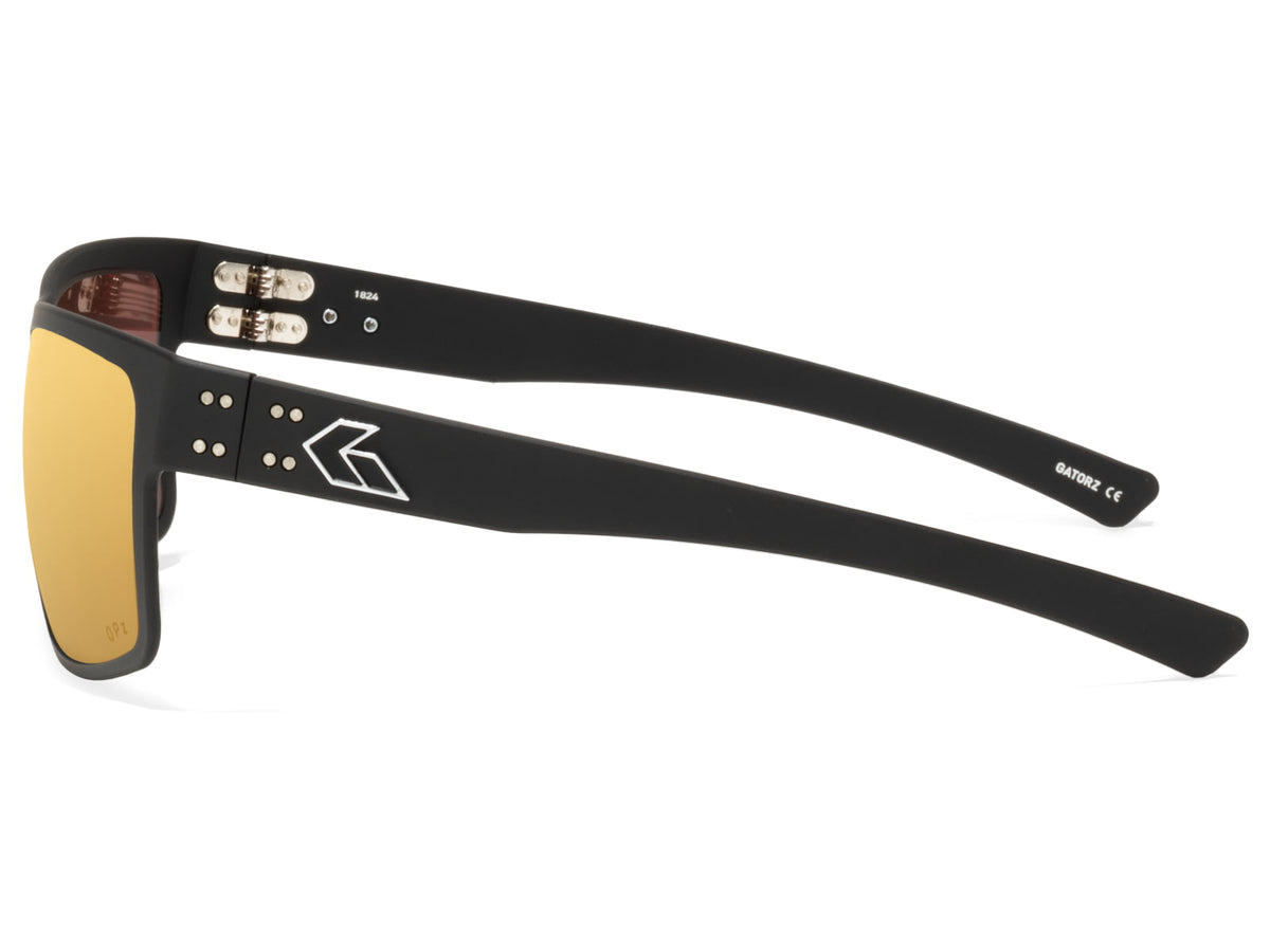 Gatorz Rig Sunglasses Black Frame with Silver Logo OPz Rose Gold Mirror Lenses