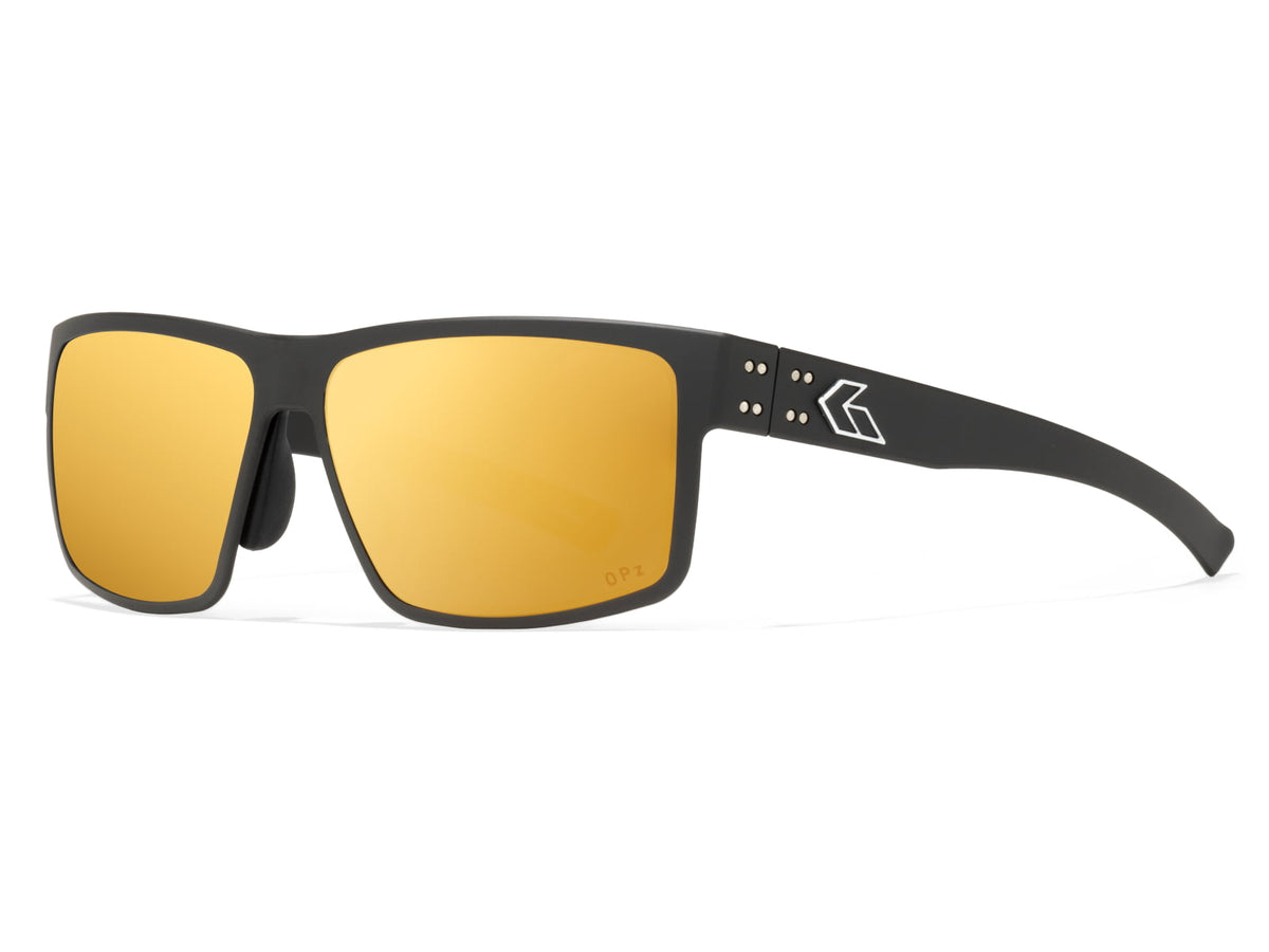 Gatorz Rig Sunglasses Black Frame with Silver Logo OPz Rose Gold Mirror Lenses