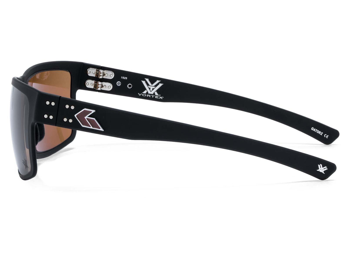 Gatorz Rig Vortex Sunglasses Black Frame Brown High Contrast MilSpec Ballistic Optimized Polarized Lens with Anti-Reflective Coating Black/Brown Large