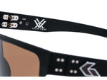 Gatorz Rig Vortex Sunglasses Black Frame Brown High Contrast MilSpec Ballistic Optimized Polarized Lens with Anti-Reflective Coating Black/Brown Large