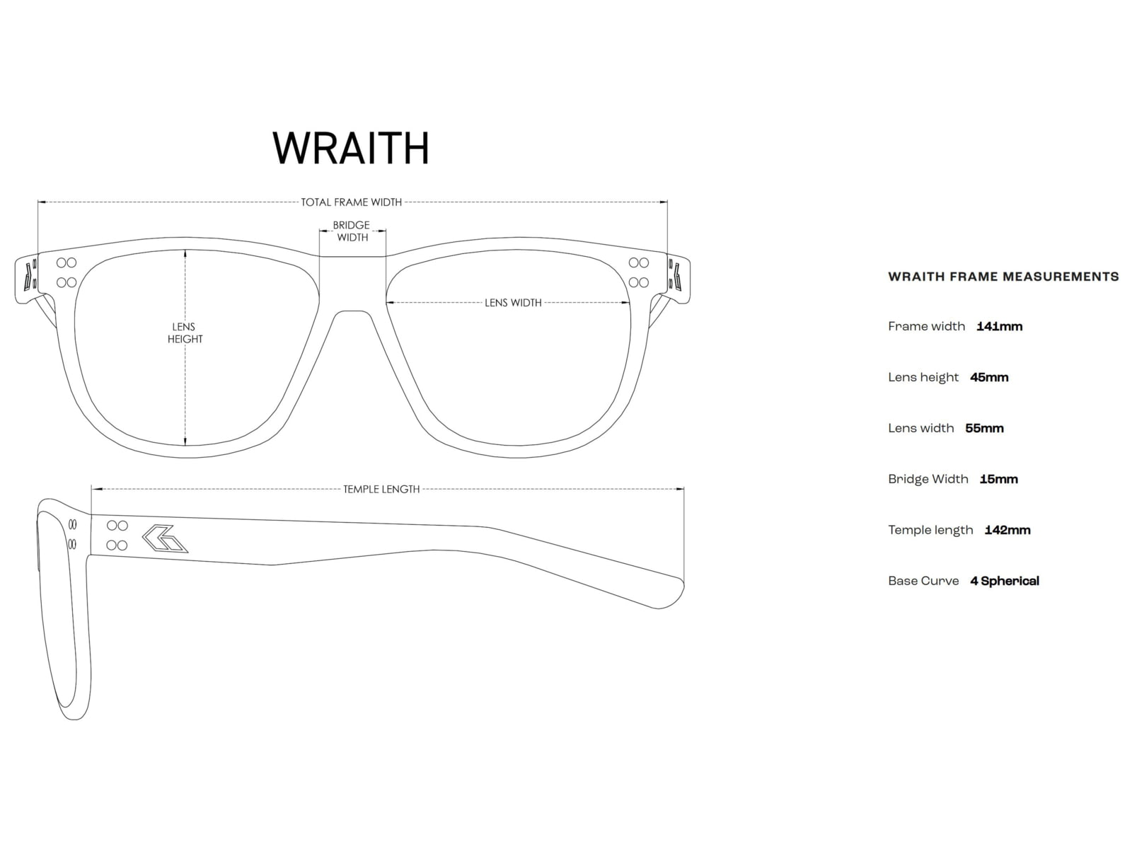 Gatorz Wraith Sunglasses Black Engraved Logo Smoke