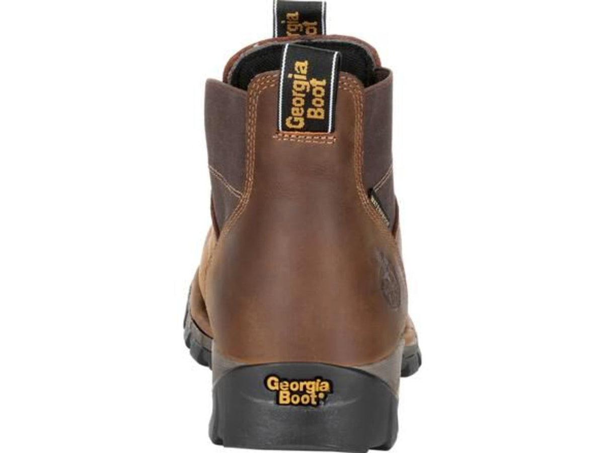 Georgia Boot Eagle One Waterproof Chelsea 4 inch Work Boot w/Steel Toe - Men's Medium Brown