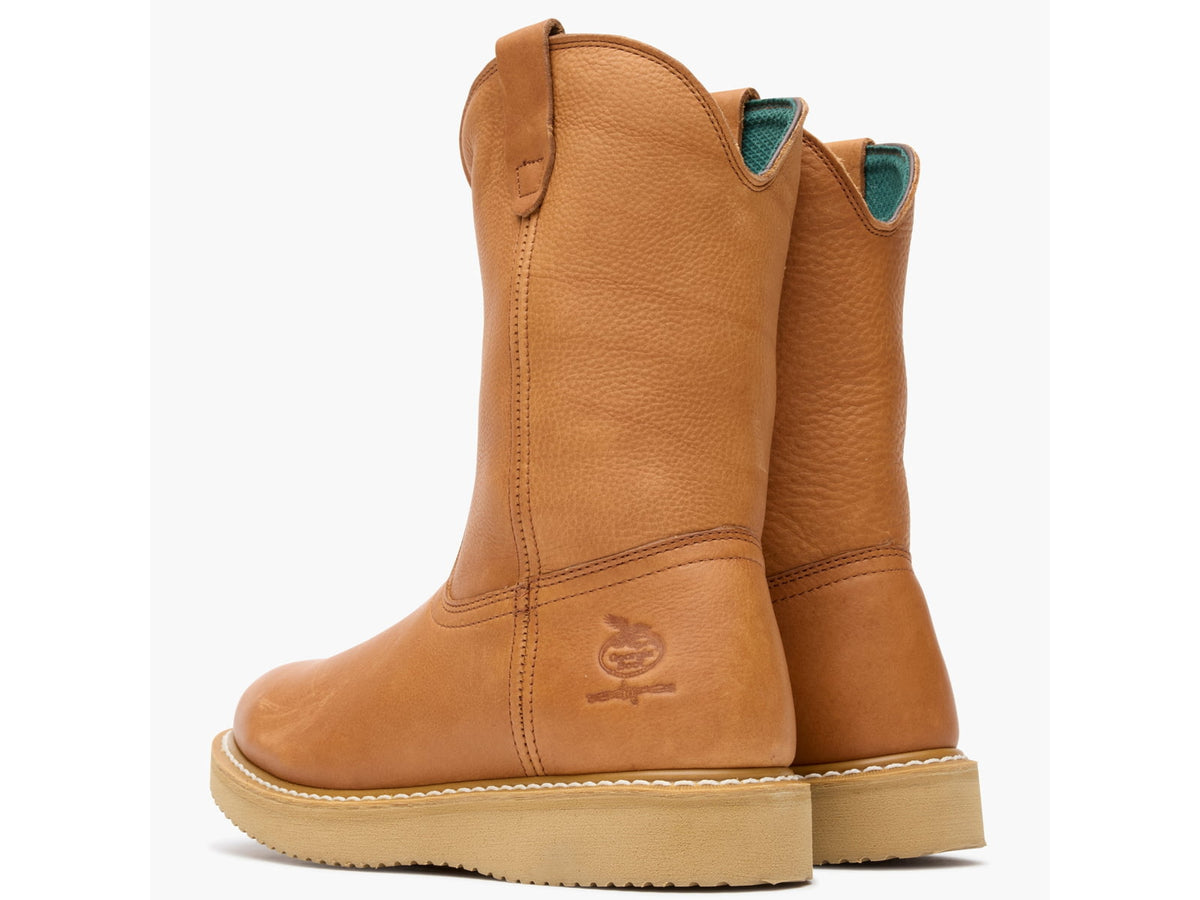 Georgia Boots Wedge Steel Toe Men's Pull-On Work Boots 11 US Wide Barracuda Gold