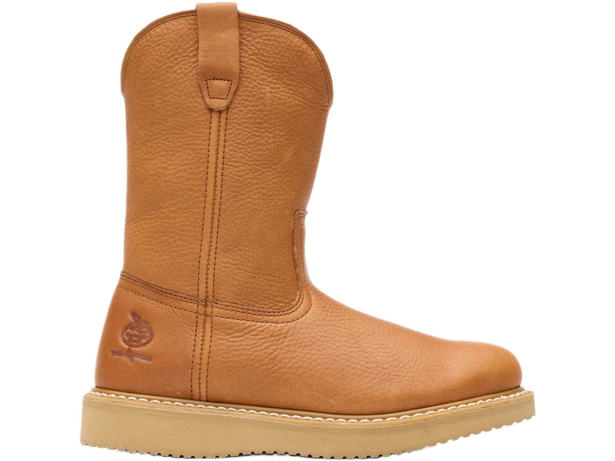 Georgia Boots Wedge Steel Toe Men's Pull-On Work Boots 11 US Wide Barracuda Gold