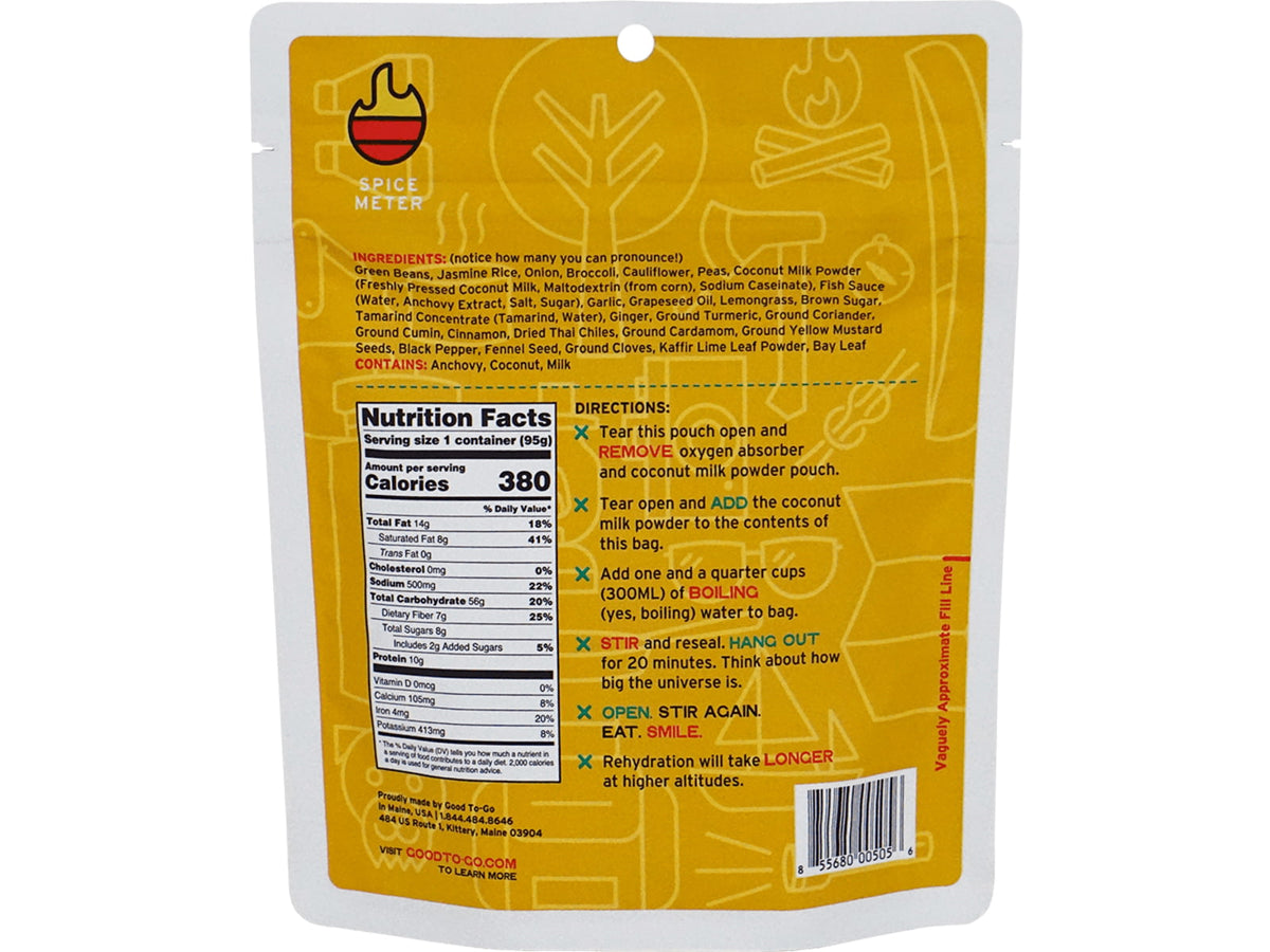 Good To-Go Thai Curry Dehydrated Food Single Serving Natural 95g