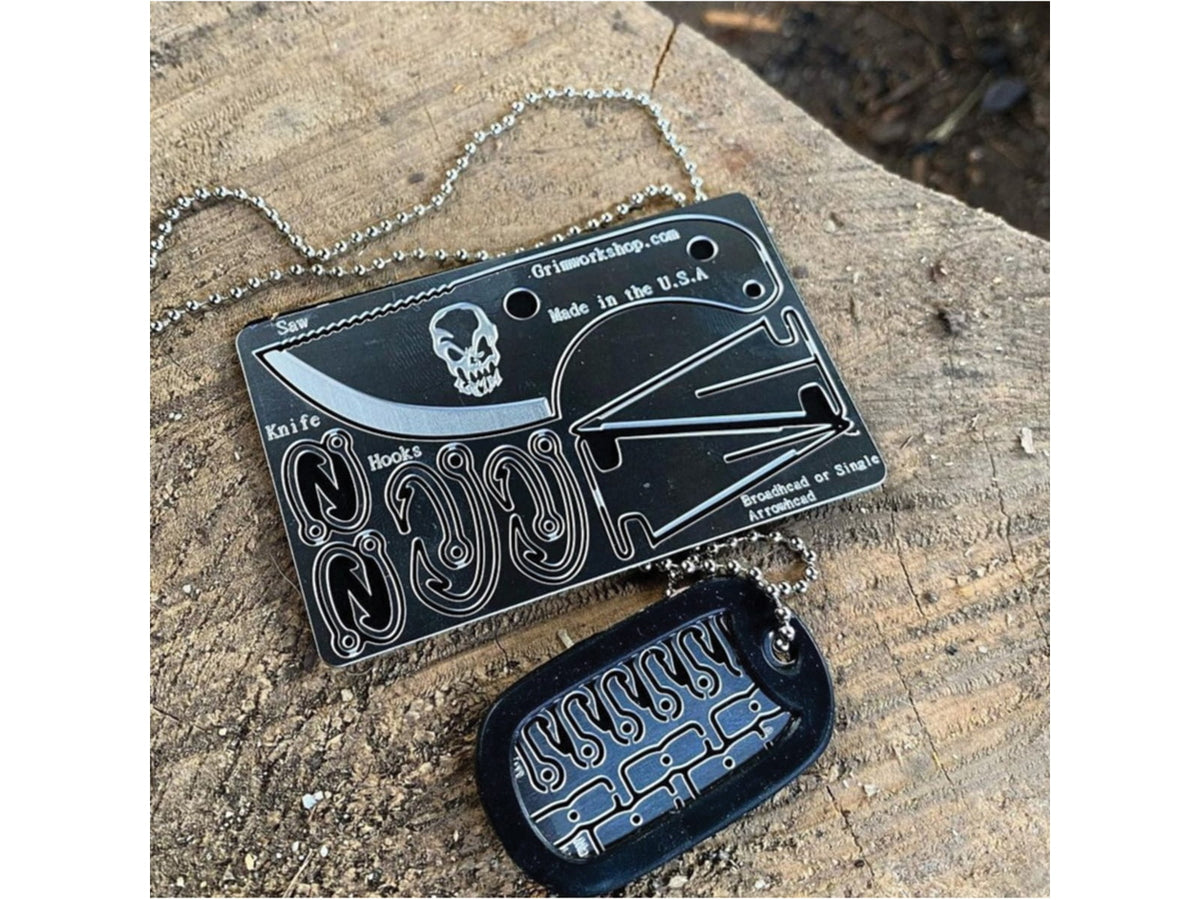 Grim Workshop Bushcraft Card Surgical Grade Stainless Construction 3.38in x 2.13in x 0.25in GWBUSHCRD