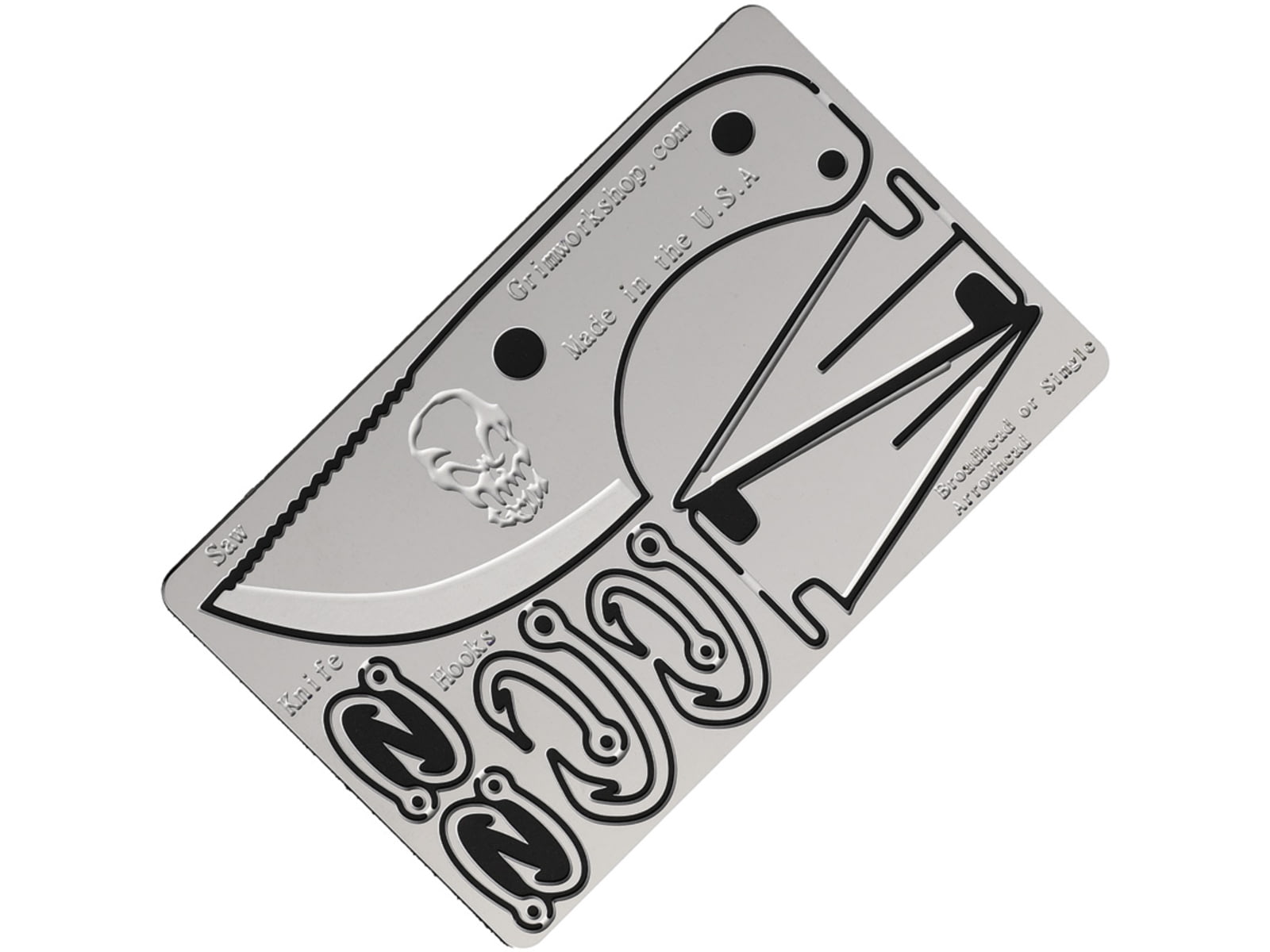 Grim Workshop Bushcraft Card Surgical Grade Stainless Construction 3.38in x 2.13in x 0.25in GWBUSHCRD