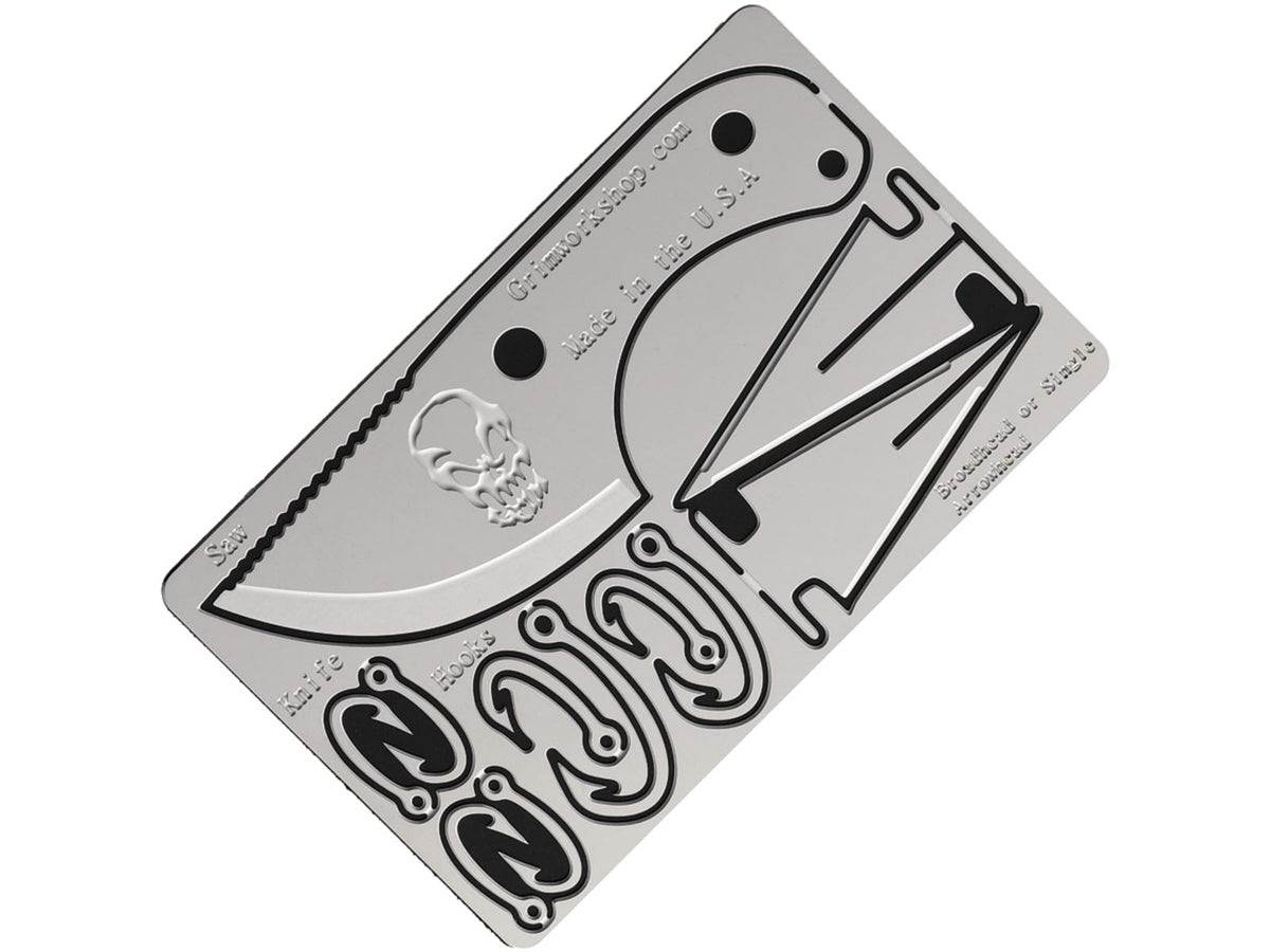 Grim Workshop Bushcraft Card Surgical Grade Stainless Construction 3.38in x 2.13in x 0.25in GWBUSHCRD