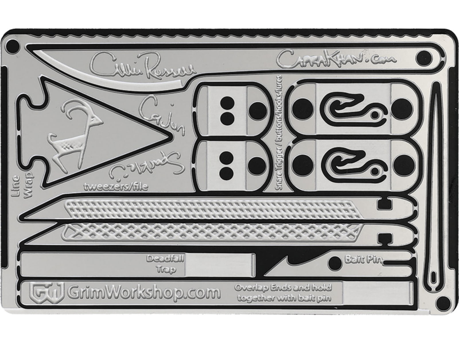 Grim Workshop Callie Russell Survival Card Stainless Construction 3.5in x 2in GWCALLIESIGCRD