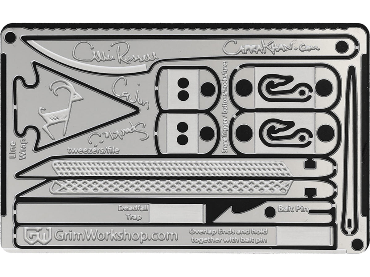 Grim Workshop Callie Russell Survival Card Stainless Construction 3.5in x 2in GWCALLIESIGCRD
