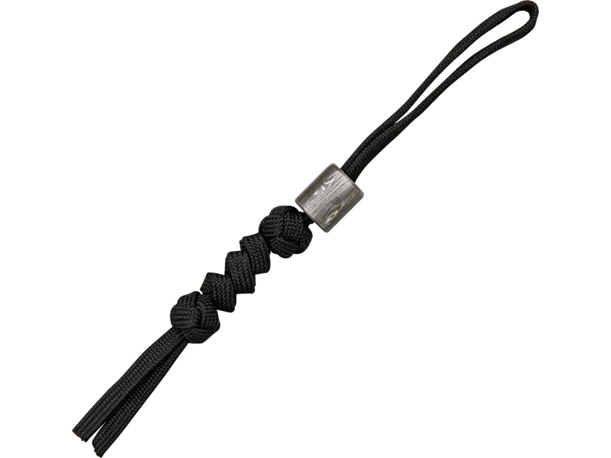 Grindworx Cylinder Damascus Bead w/ Black Cord Lanyard DA08