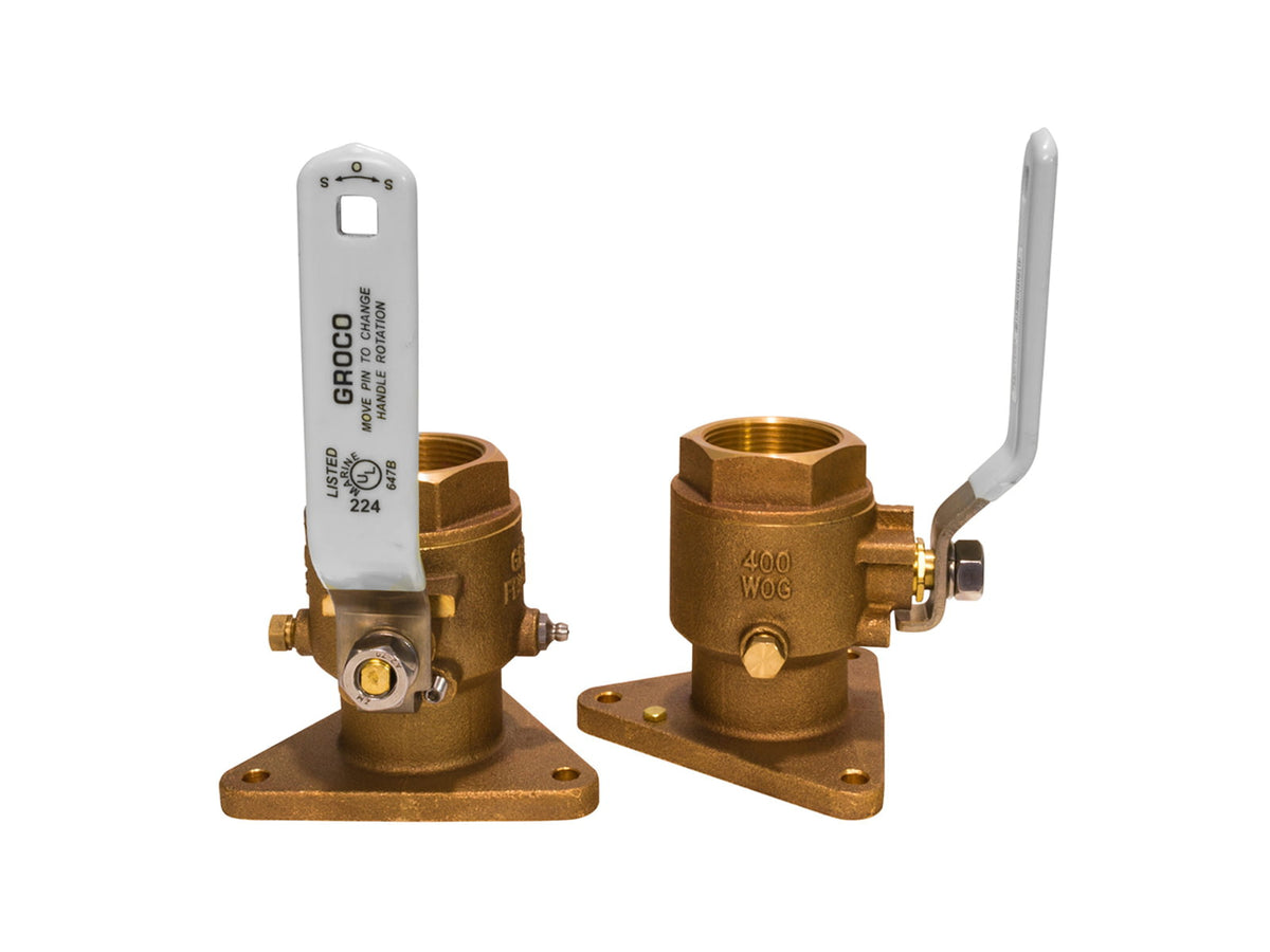 GROCO Bronze Tri-Flanged Ball Valve/Seacock 1" FBV-1000