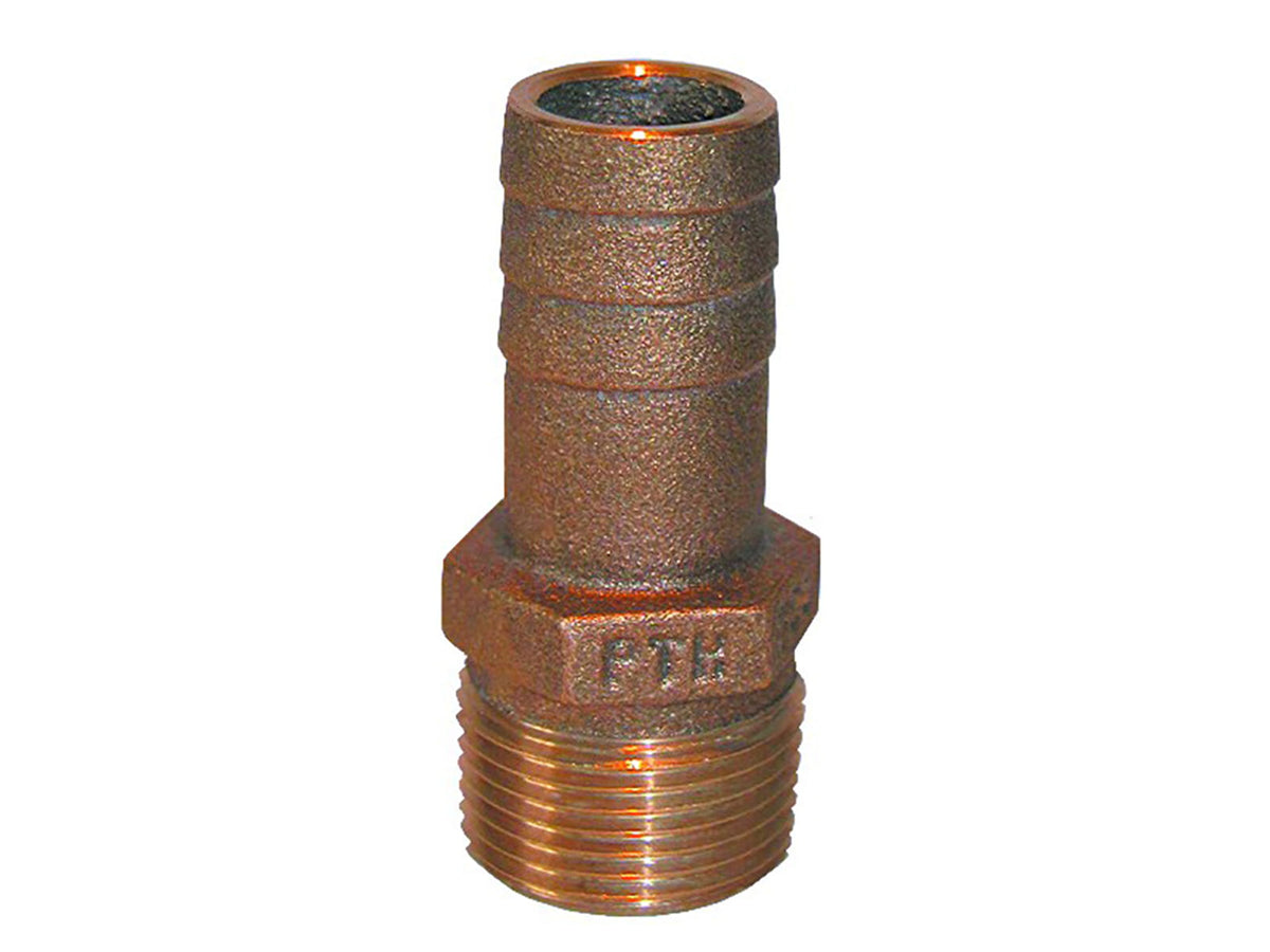 GROCO NPT x 1-1/8" ID Bronze Pipe to Hose Straight Fitting 1-1/4" PTH-1125