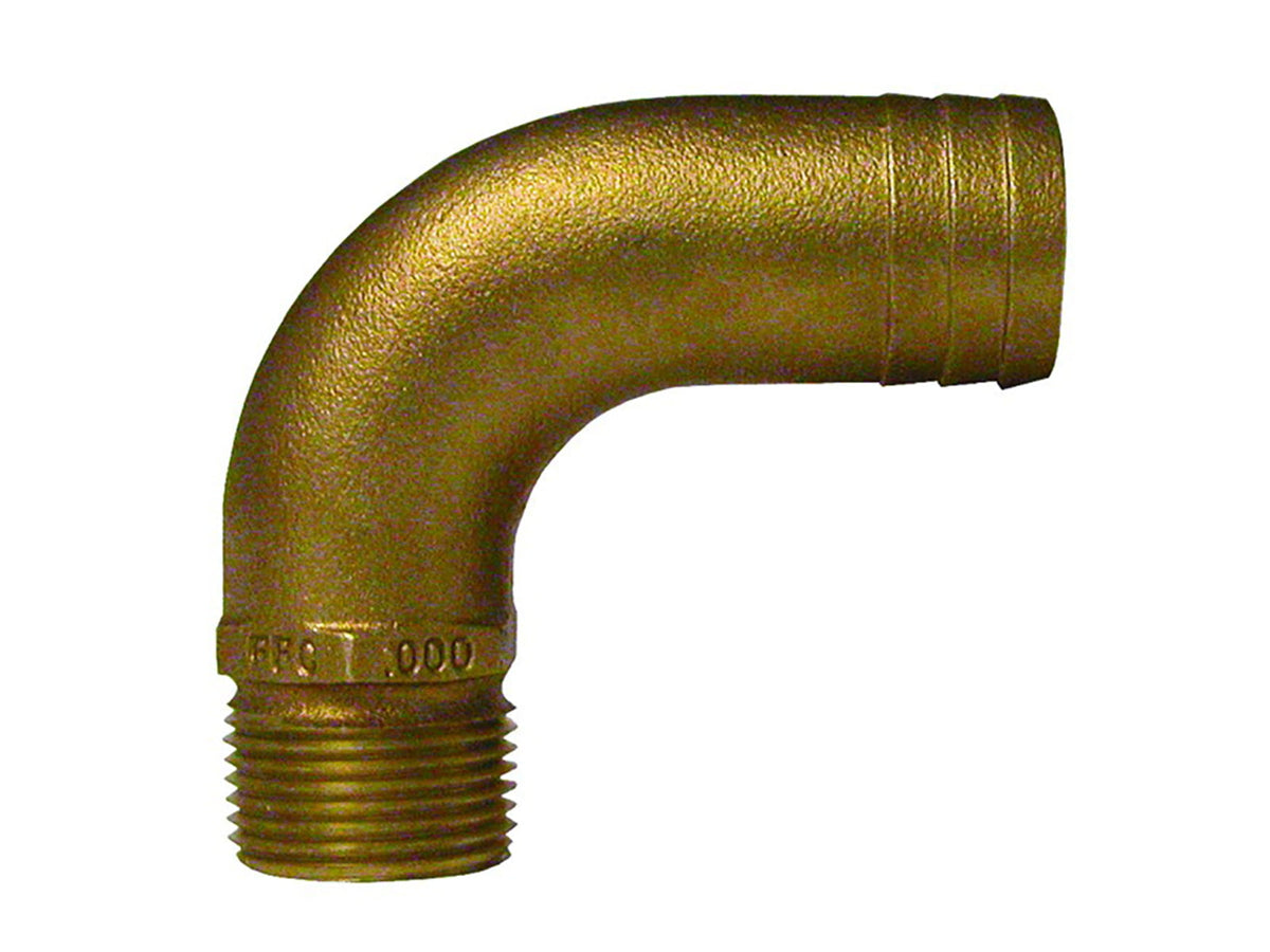 GROCO NPT x 3/4" ID Bronze Full Flow 90 Elbow Pipe to Hose Fitting 1/2" FFC-500