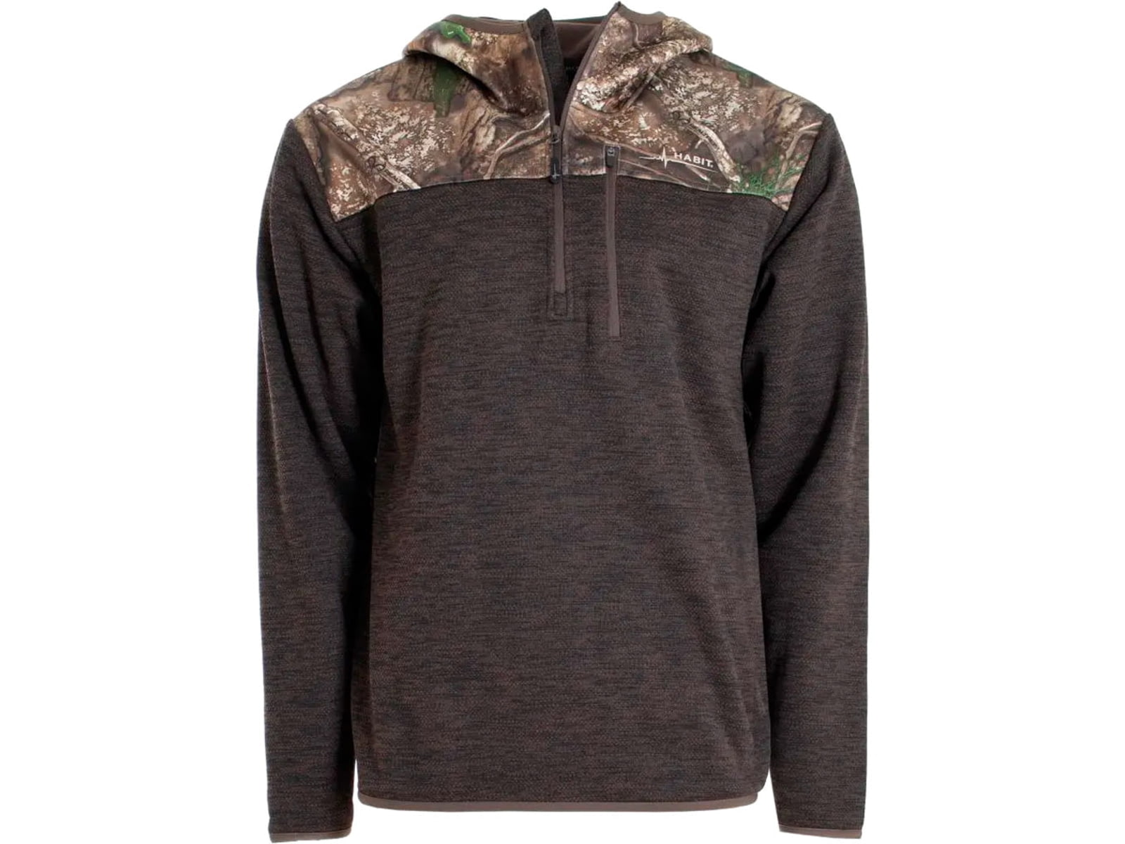 Habit Men's 1/4 Zip Hooded Fleece Pullover - Men's Medium Realtree APX/Turkish Coffee 1409608