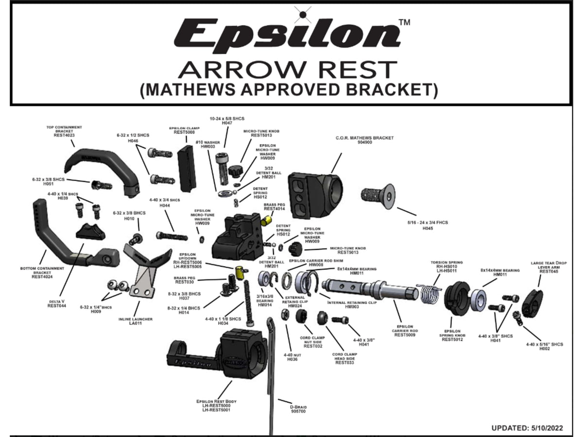 Hamskea Epsilon Arrow Rest w/Mathews Approved Bracket Left Hand Black 213881