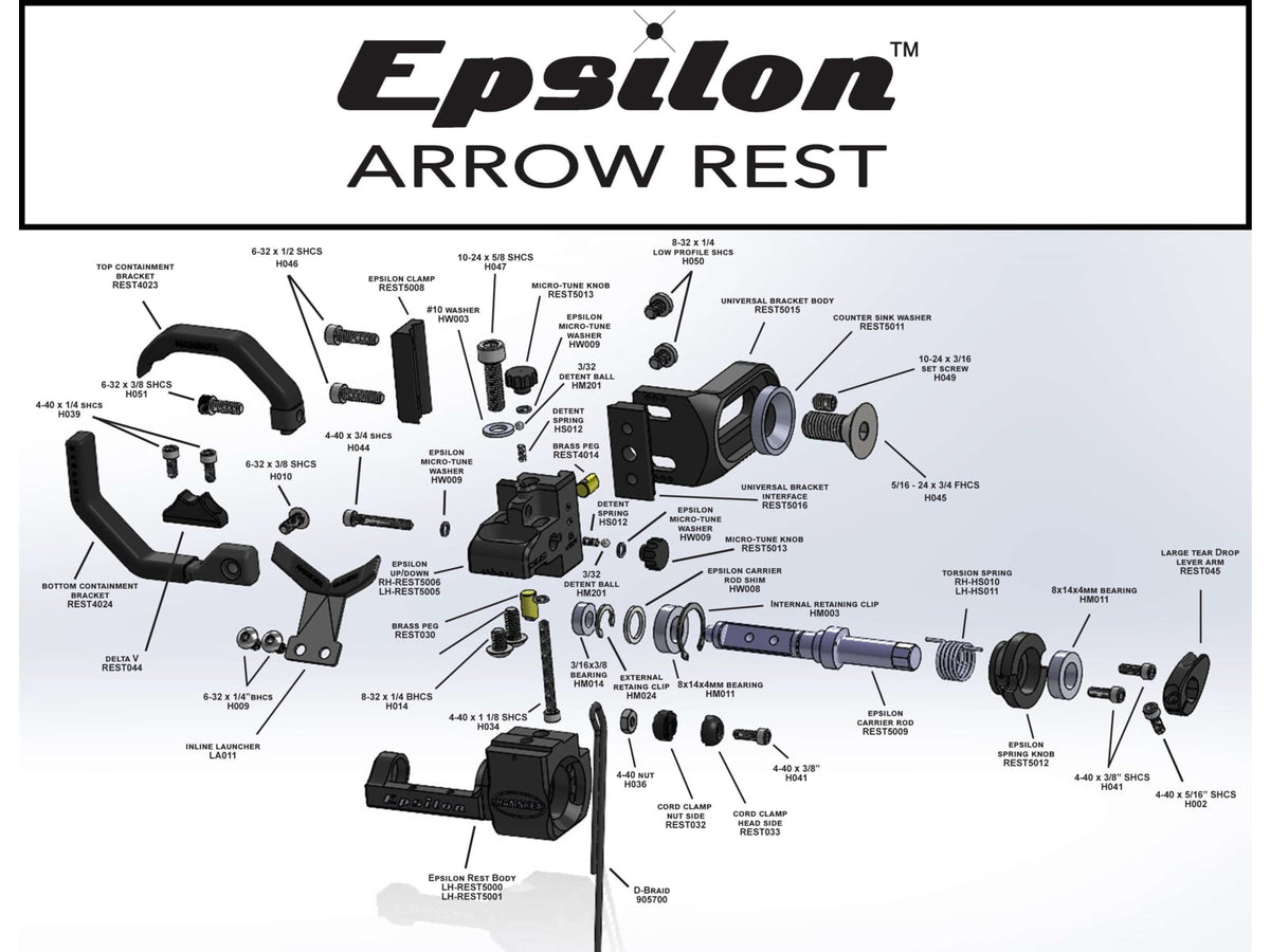 Hamskea Epsilon Arrow Rest w/Universal Bracket Left Hand Black