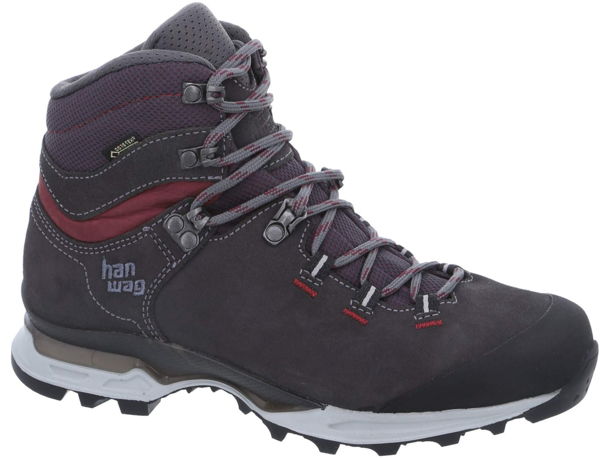USED Hanwag Tatra Light Bunion GTX Hiking Shoes - Women's Asphalt/Dark Garnet Medium 6 US