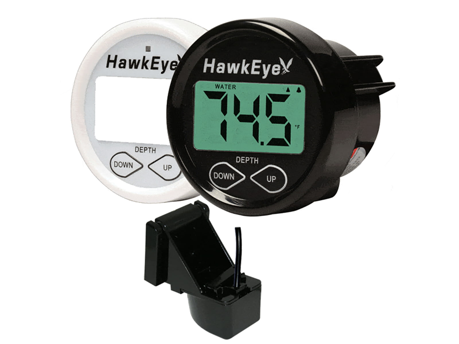 HawkEye DepthTrax 1BX In-Dash Digital Depth & Temp Gauge - Transom Mount DT1BX-TM