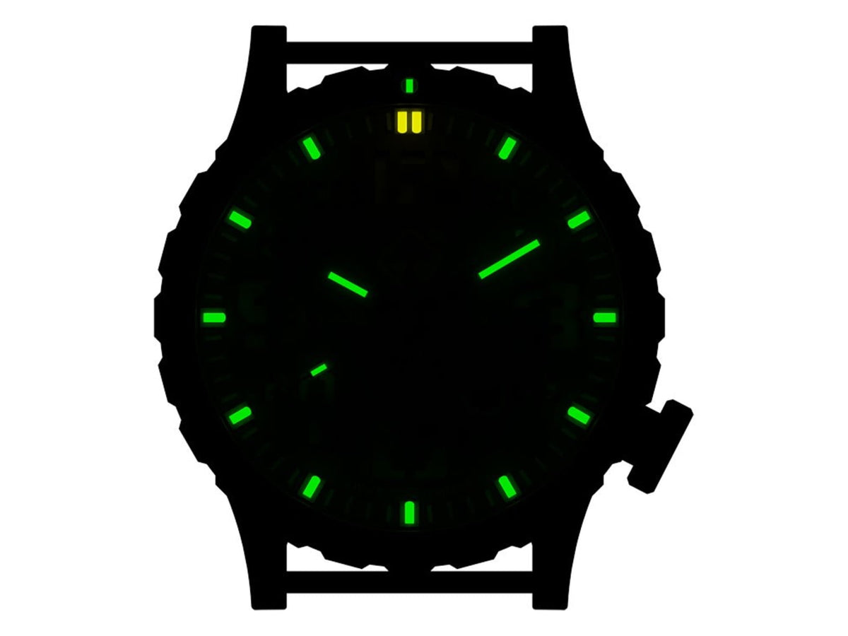 Hazard 4 Heavy Water Diver BlackTie B Bracelet Unisex Analog Watch 50mm Silver Ti Bracelet Nylon HWD-TI-B-KW-GGYG