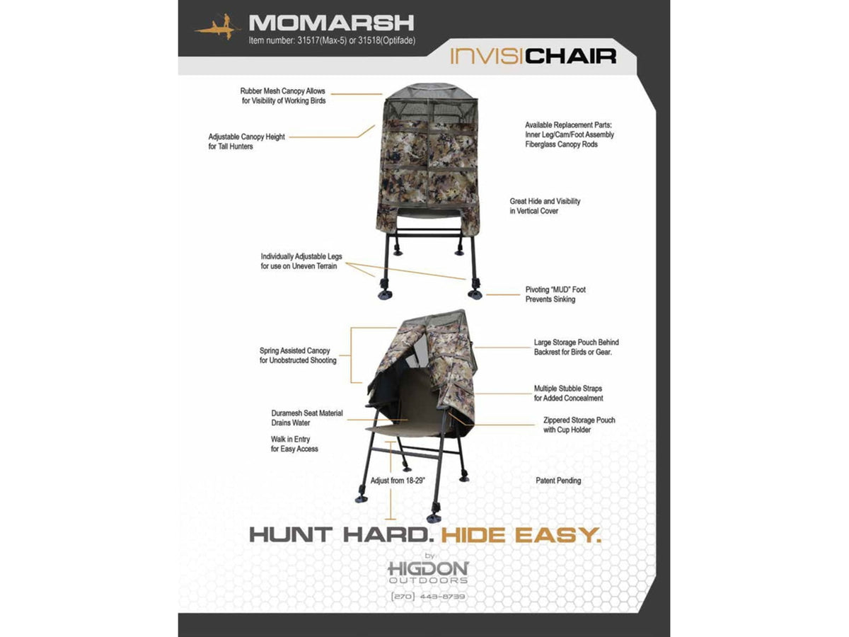 Higdon Outdoors 31518 Invisi-Chair Optifade Marsh Camo