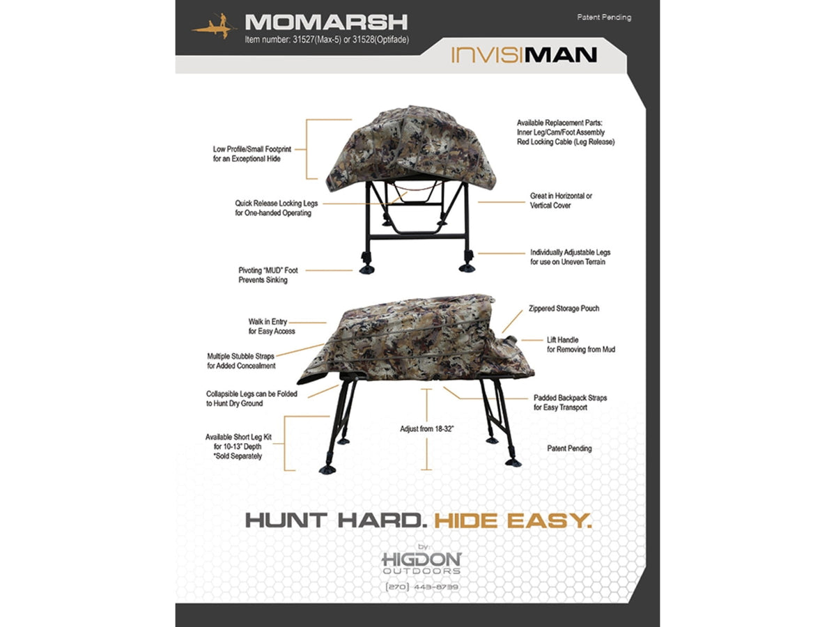 Higdon Outdoors 31528 MOmarsh Invisi-man Blind Optifade Marsh
