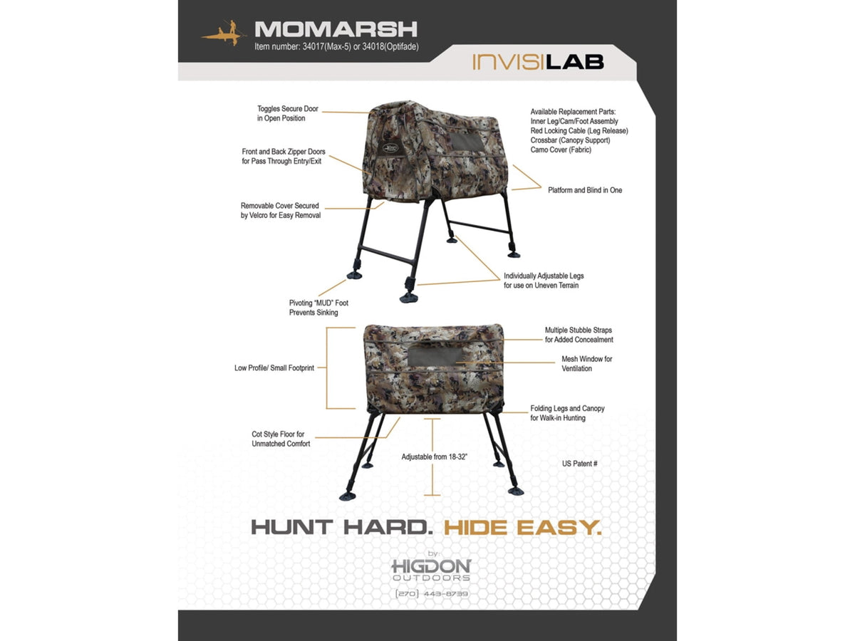 Higdon Outdoors 34018 Invisi-Lab Dog Blind Optifade Marsh 31 X 24 X 21