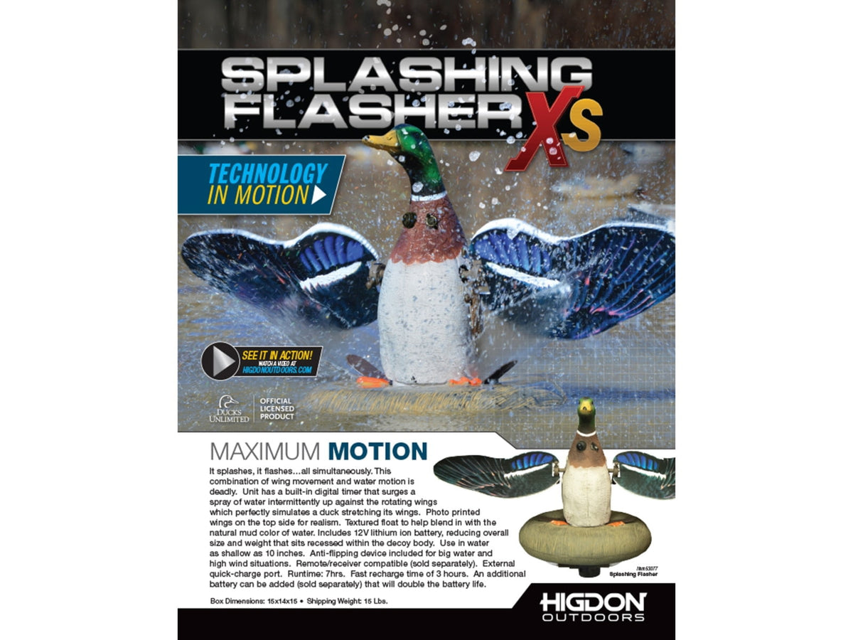 Higdon Outdoors 53077 XS Splashing Flasher Mallard Drake Multi Color Rechargeable